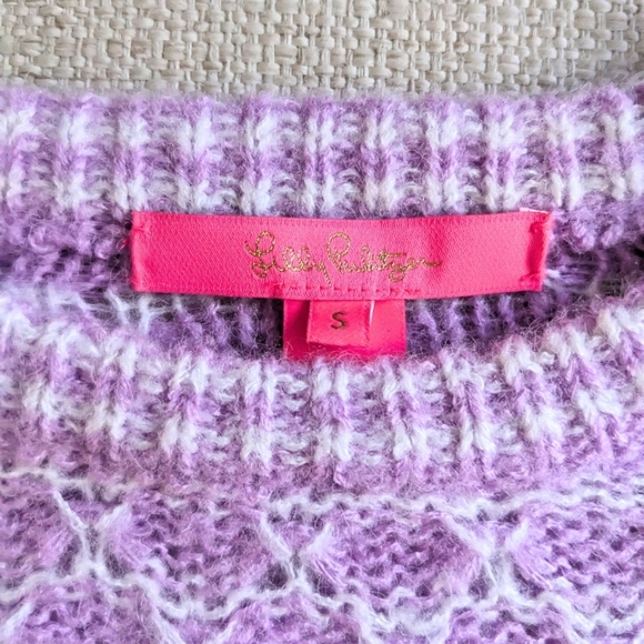 Lilly Pulitzer Corabelle Sweater Balloon Sleeve Purple Iris Wool Size Small - Picture 3 of 8
